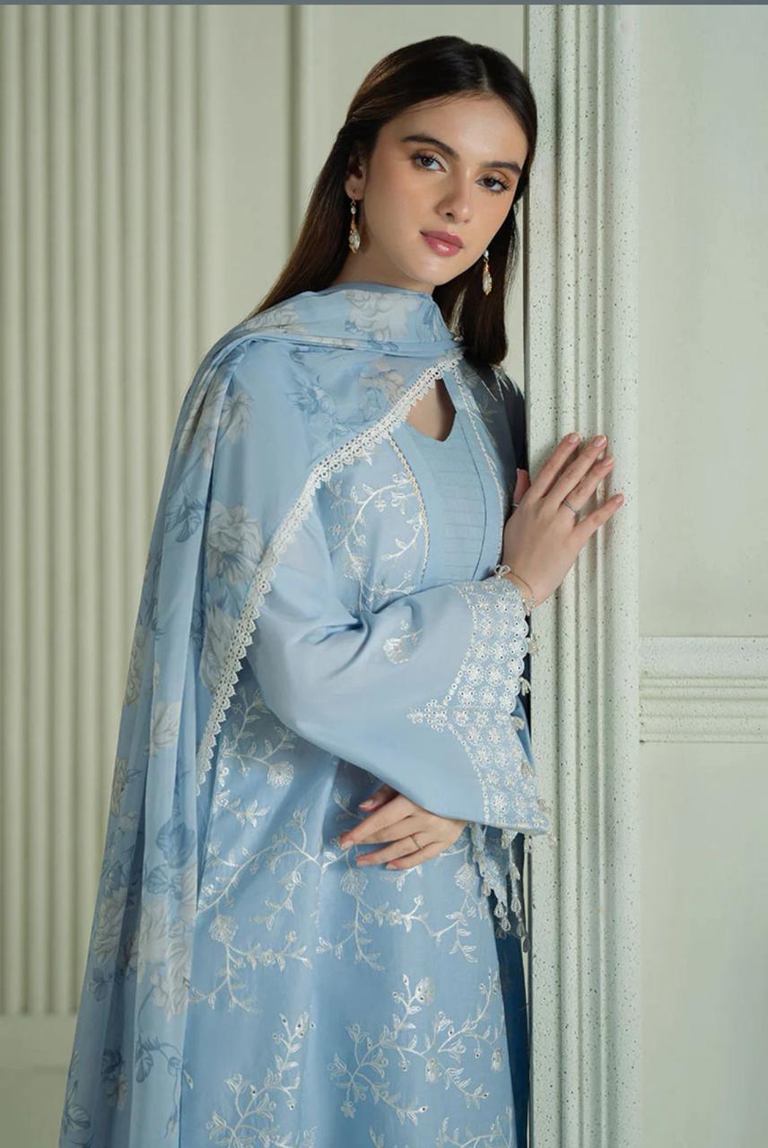3PC DHANAK – Elegant Embroidered Suit