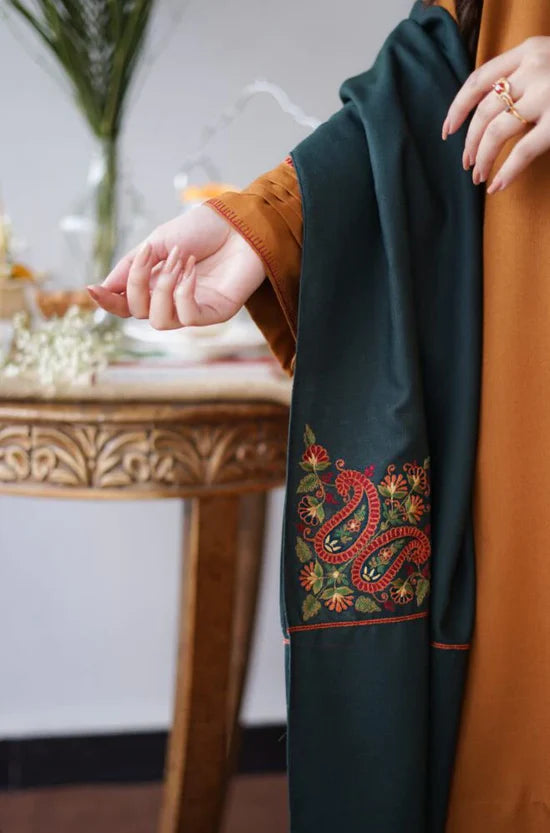 AISLING -3PC DHANAK SHIRT WITH DHANAK EMBROIDERED SHAWL& TROUSER -SF05
