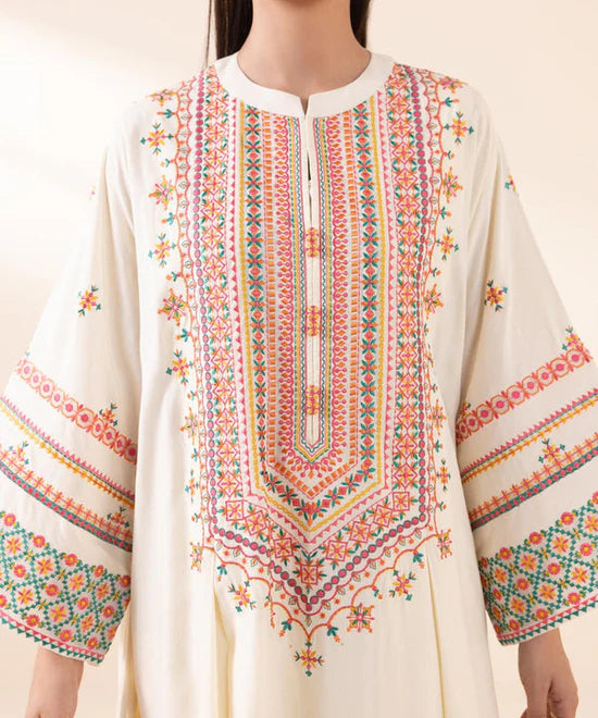 3PC DHANAK EMBROIDERED SHIRT WITH PRINTED WOOL SHAWL AND TROUSER SF08