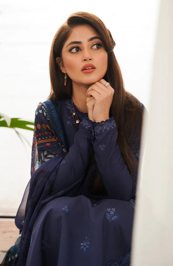 DHANAK 3PC EMBROIDERED SHIRT WITH WOOL PRINTED SHAWL & TROUSER SF-03