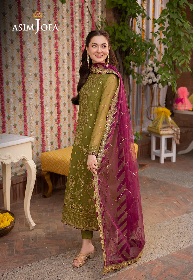 Dhanak 3PC Embroidered With Chiffon Embroidered Dupatta SF027
