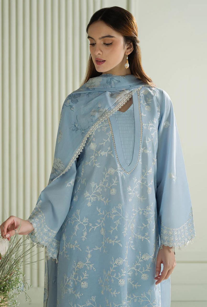 3PC DHANAK – Elegant Embroidered Suit