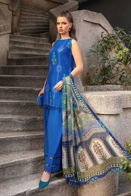 3PC (Unstitched) Chickan Kari Embroidered Dhanak Suit -SF 020