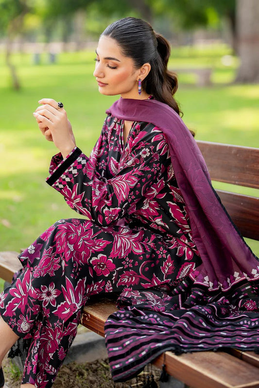BAROQUE - 3PC Lawn Printed Shirt With Voile Printed Dupatta-2025-129