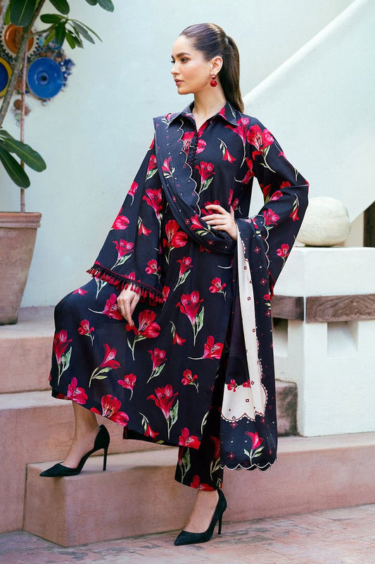 BAROQUE - 3PC Lawn Printed Shirt With Voile Printed Dupatta-2025-123