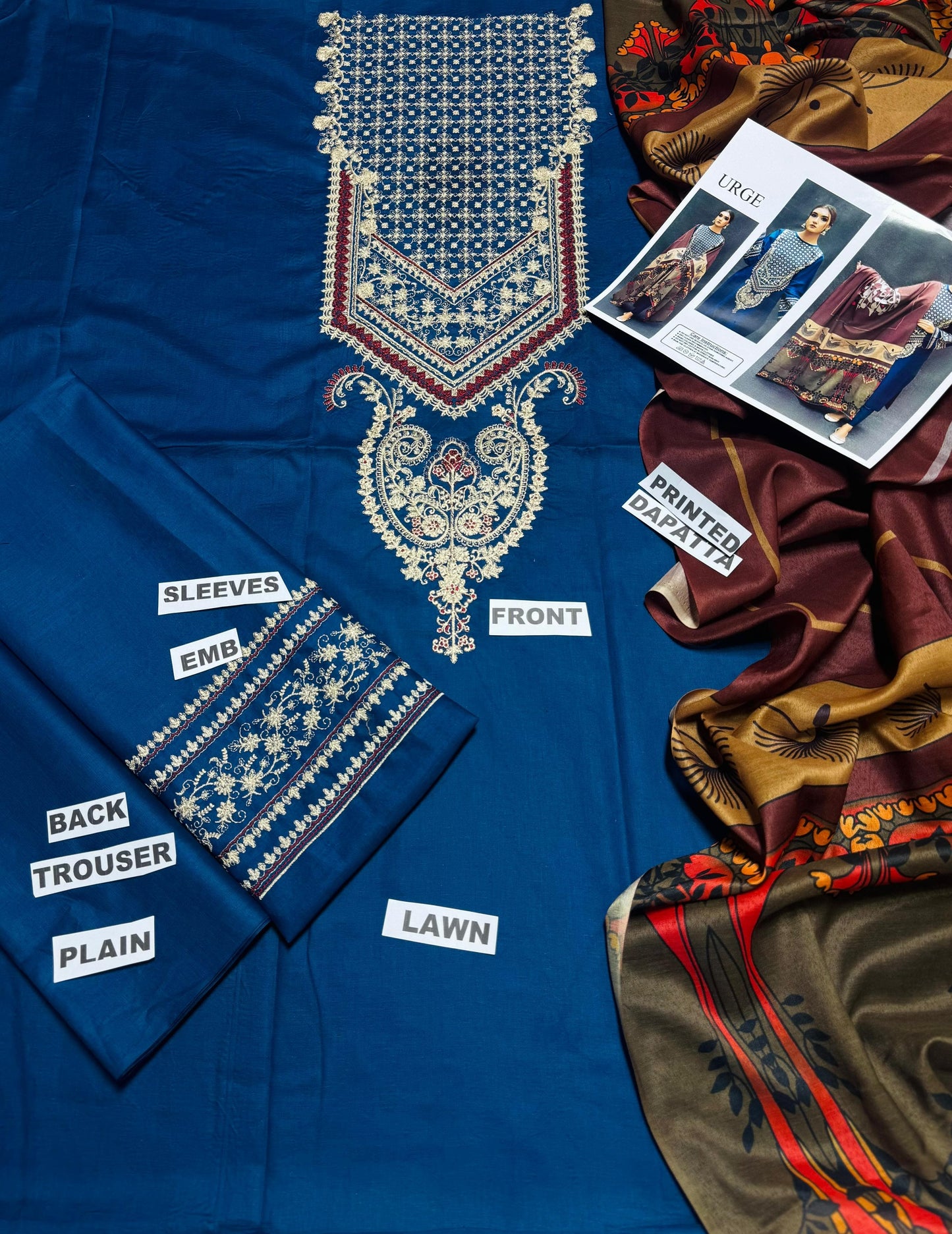 Urge D #55-01 – Luxury Lawn 3PC – Digital Printed Swiss Lawn Dupatta