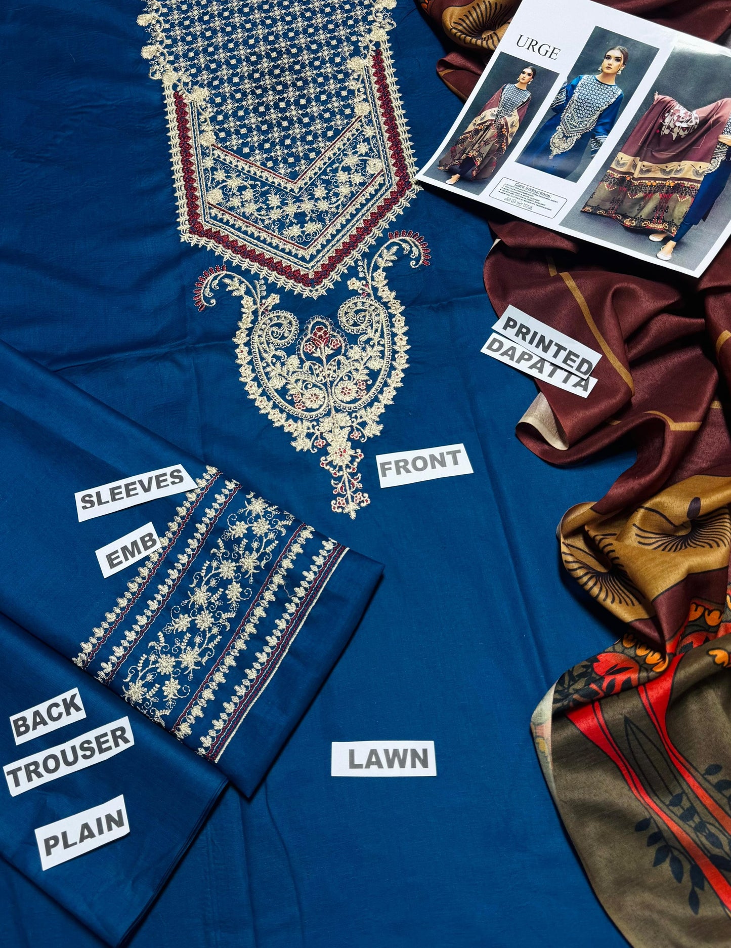 Urge D #55-01 – Luxury Lawn 3PC – Digital Printed Swiss Lawn Dupatta