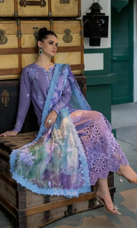 Maria.B - 3PC (Unstitched) Chickan Kari Embroidered Dhanak Suit -SF07