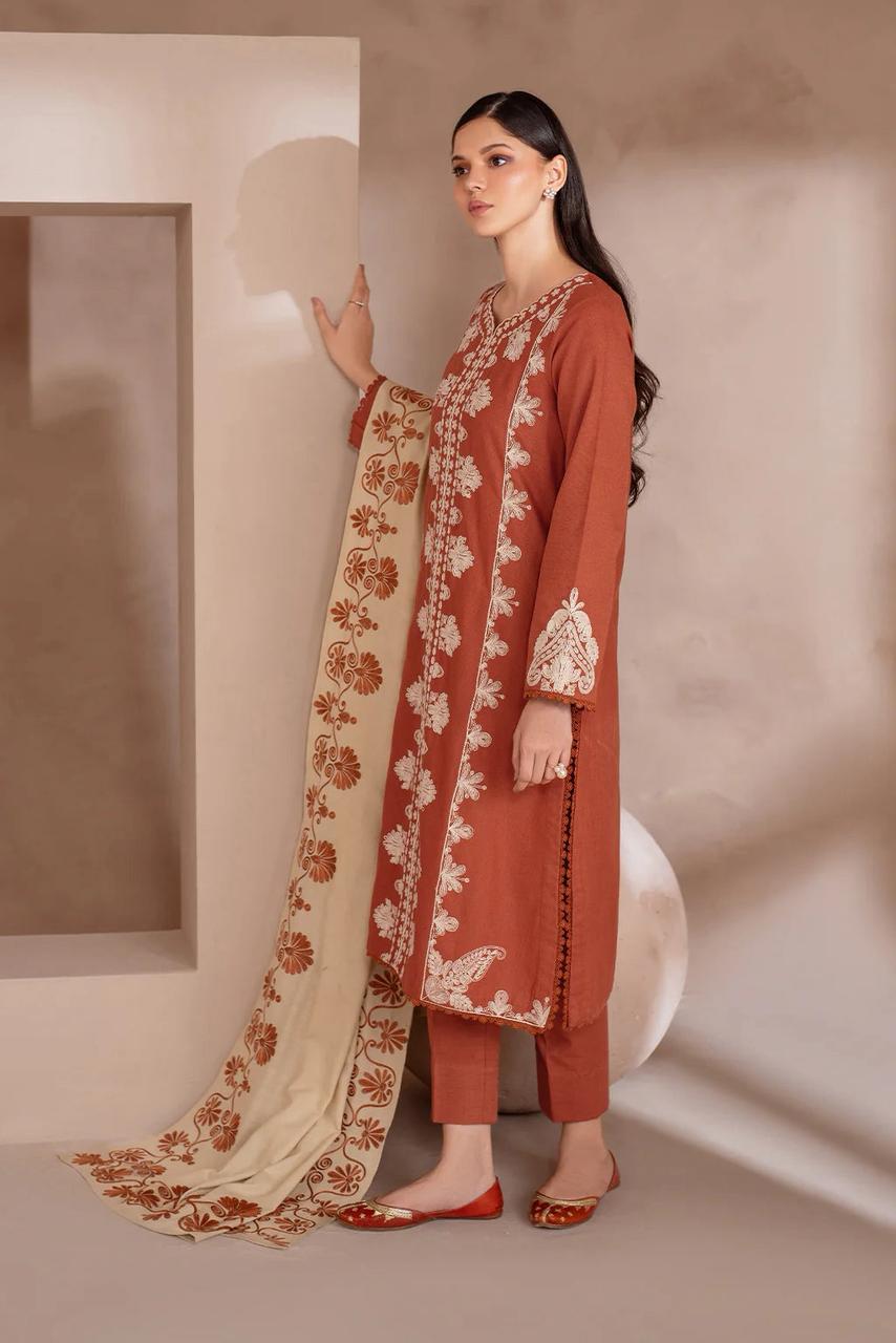 DYOT-3PC DHANAK – Elegant Embroidered Suit – 6010