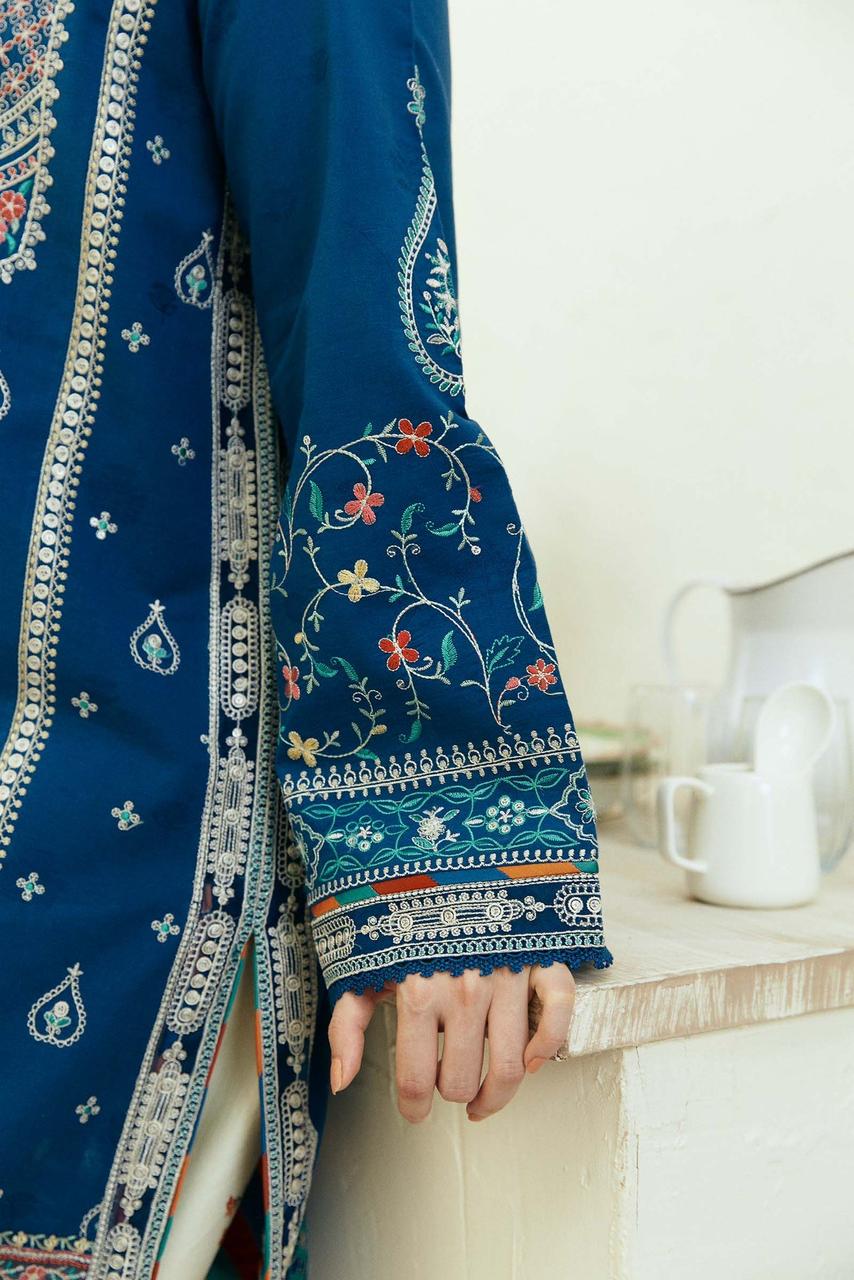 Zara Shahjhan-3PC DHANAK – Elegant Embroidered Suit – 6013