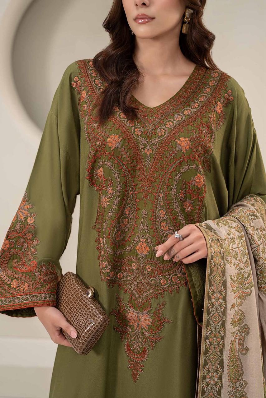 Zara Shahjhan-3PC DHANAK – Elegant Embroidered Suit – 6015