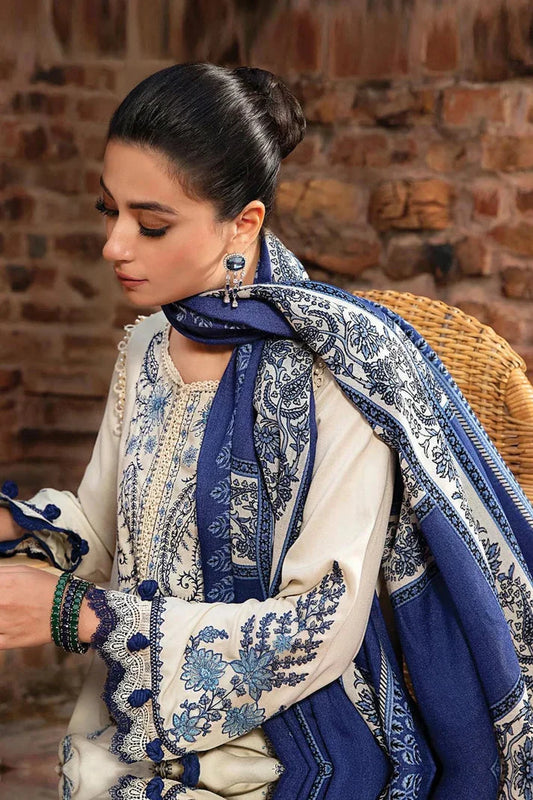 Dhanak-3PC Embroidered Shirt with Digital Printed Wool Shawl -SF06