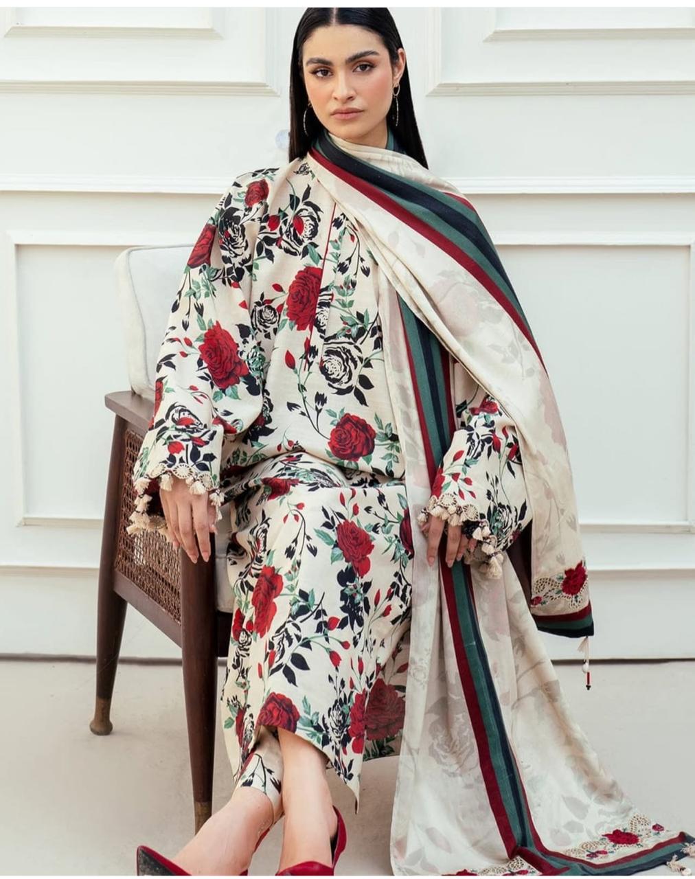 BAROQUE - 3PC Lawn Printed Shirt With Voile Printed Dupatta-440 dw 402