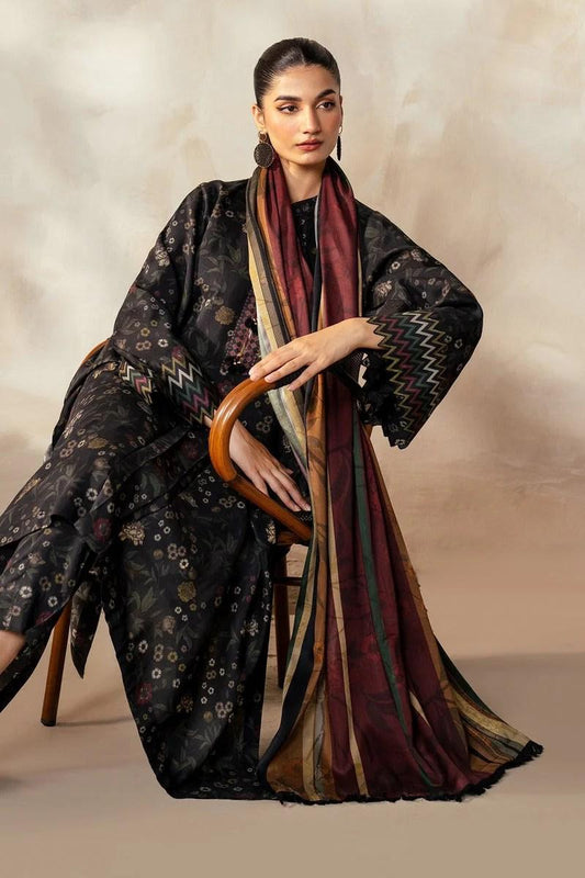 BAROQUE - 3PC Lawn Printed Shirt With Voile Printed Dupatta-Dw 201