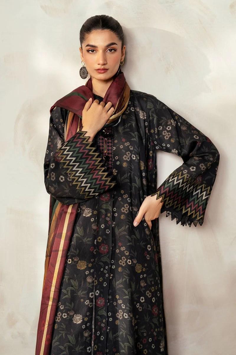 BAROQUE - 3PC Lawn Printed Shirt With Voile Printed Dupatta-Dw 201