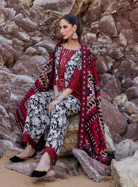 BAROQUE - 3PC Lawn Printed Shirt With Voile Printed Dupatta-440 dw 805