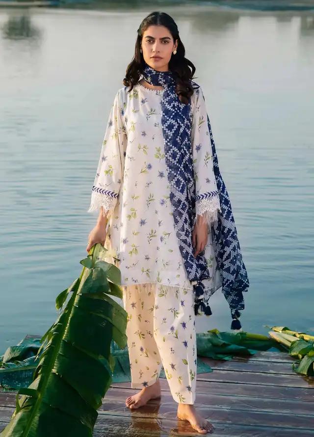 BAROQUE - 3PC Lawn Printed Shirt With Voile Printed Dupatta-440 dw 801