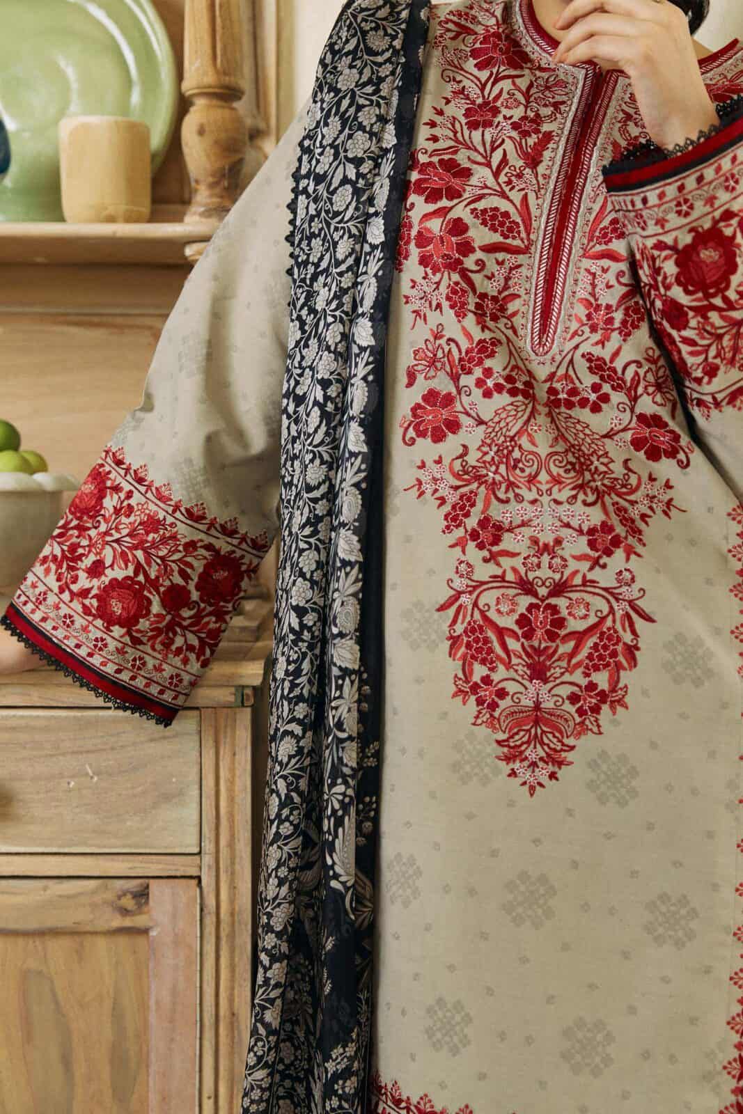 Zara Shahjahan – Embroidered Lawn 3PC – Summer Collection 2025 DW 770