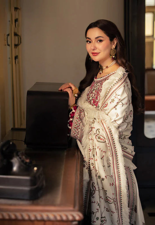 ASIM JOFA-3PC DHANAK  EMBROIDERED SHIRT WITH WOOL SHAWL & DHANAK TOUSER SF010
