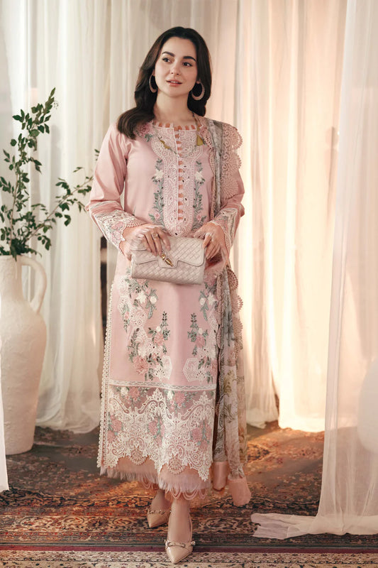 3PC DHANAK EMBROIDERED SHIRT WITH WOOL PRINTED SHAWL AND TROUSER SF013