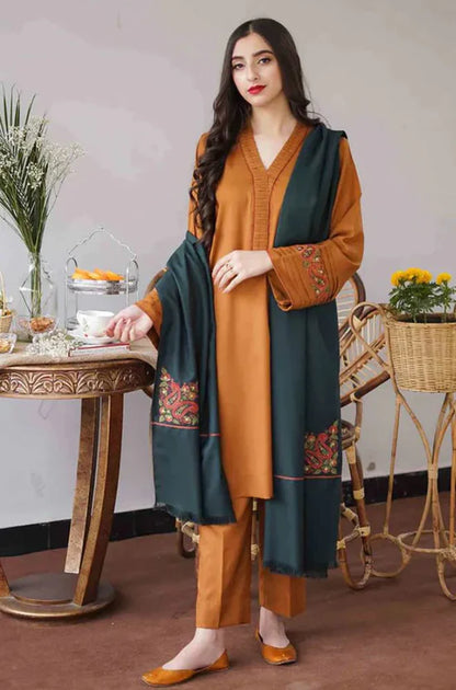 AISLING -3PC DHANAK SHIRT WITH DHANAK EMBROIDERED SHAWL& TROUSER -SF05