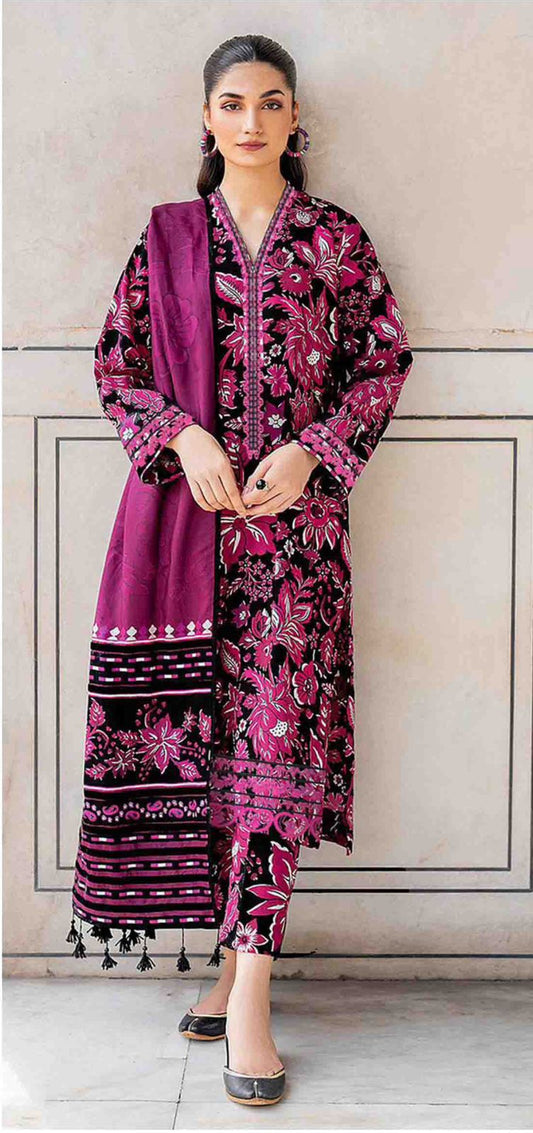 BAROQUE - 3PC Lawn Printed Shirt With Voile Printed Dupatta-2025-129