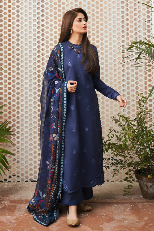 DHANAK 3PC EMBROIDERED SHIRT WITH WOOL PRINTED SHAWL & TROUSER SF-03