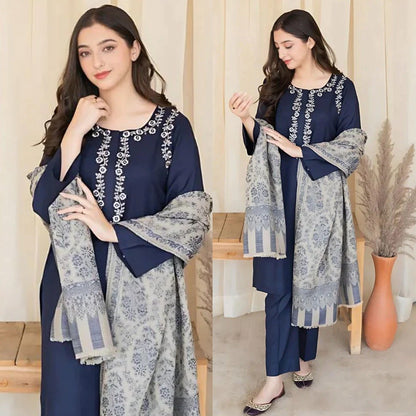 Aisling 3PC – Elegant Embroidered Lawn Set | 2025