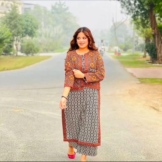 SAPPHIRE -3PC KARANDI  Bana Dori Printed  Shirt With Printed Duppta -SAF 5066