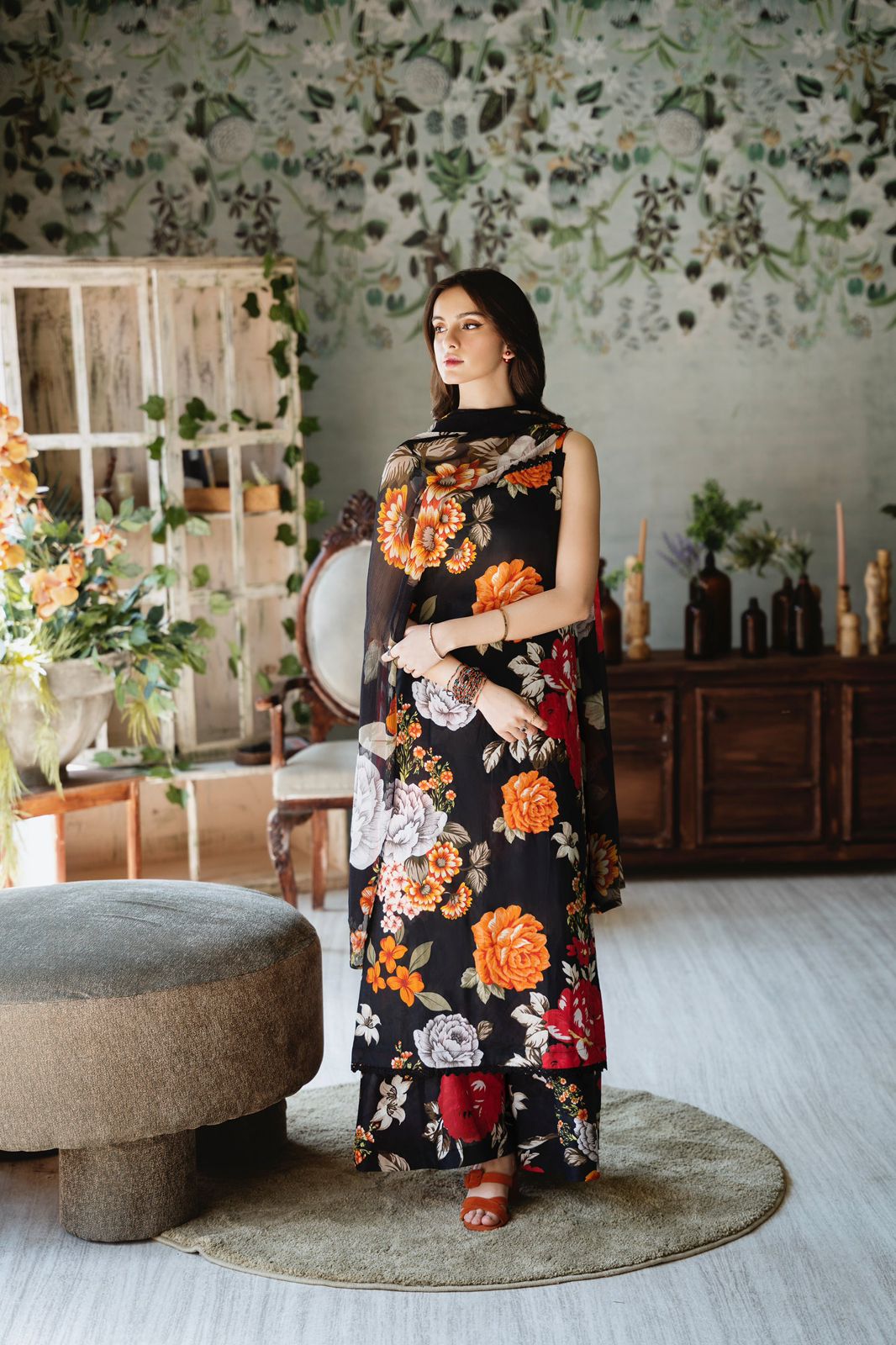 SAPPHIRE -3PC KARANDI  Bana Dori Printed  Shirt With Printed Duppta -SAF 5036