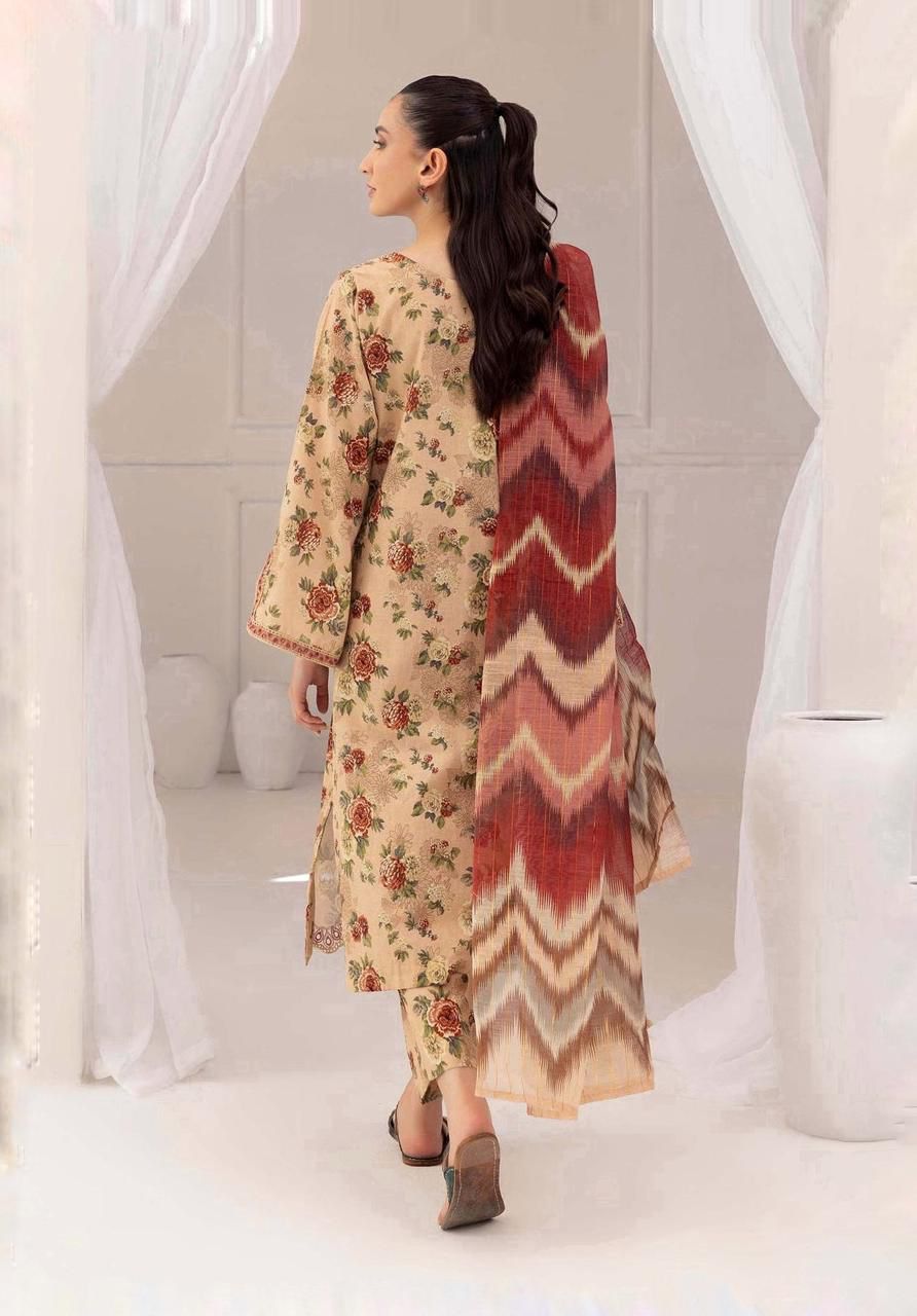 SAPPHIRE -3PC KARANDI  Bana Dori Printed  Shirt With Printed Duppta -SAF 5041