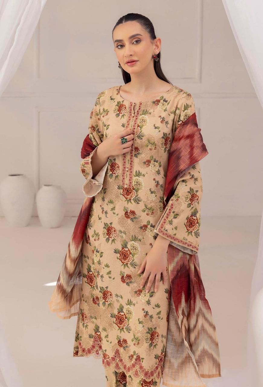 SAPPHIRE -3PC KARANDI  Bana Dori Printed  Shirt With Printed Duppta -SAF 5041