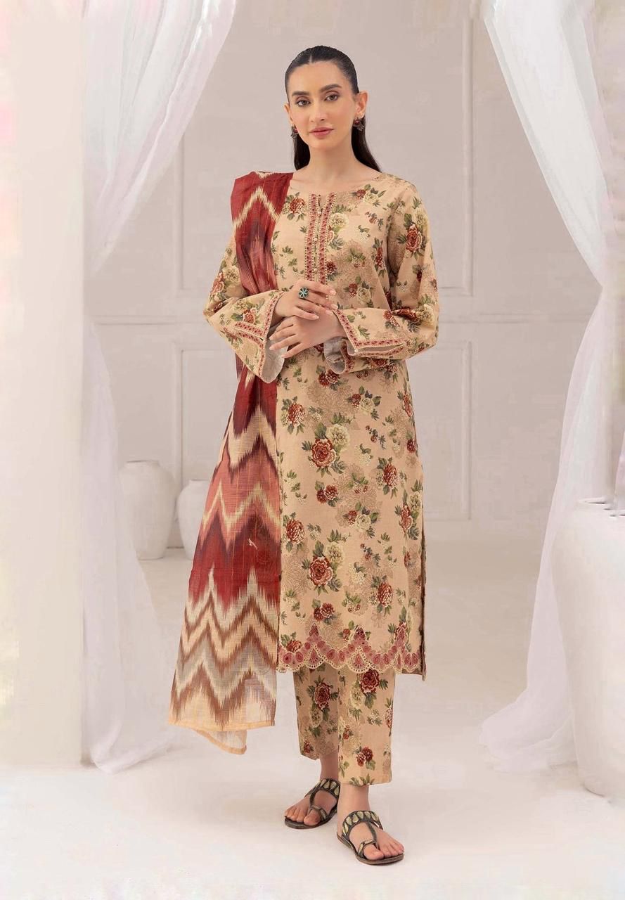 SAPPHIRE -3PC KARANDI  Bana Dori Printed  Shirt With Printed Duppta -SAF 5041