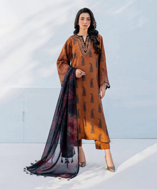 SAPPHIRE -3PC KARANDI  Bana Dori Printed  Shirt With Printed Duppta -SAF 5045