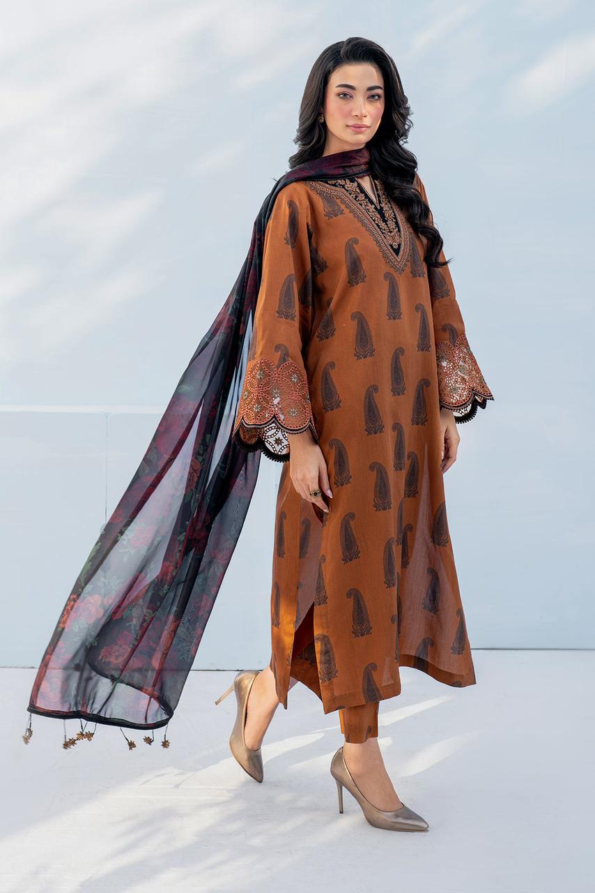 SAPPHIRE -3PC KARANDI  Bana Dori Printed  Shirt With Printed Duppta -SAF 5045