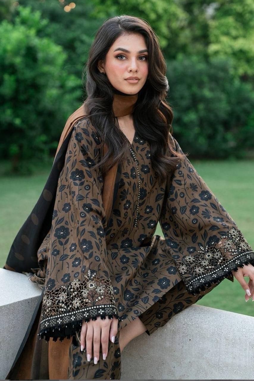 SAPPHIRE -3PC KARANDI  Bana Dori Printed  Shirt With Printed Duppta -SAF 5049