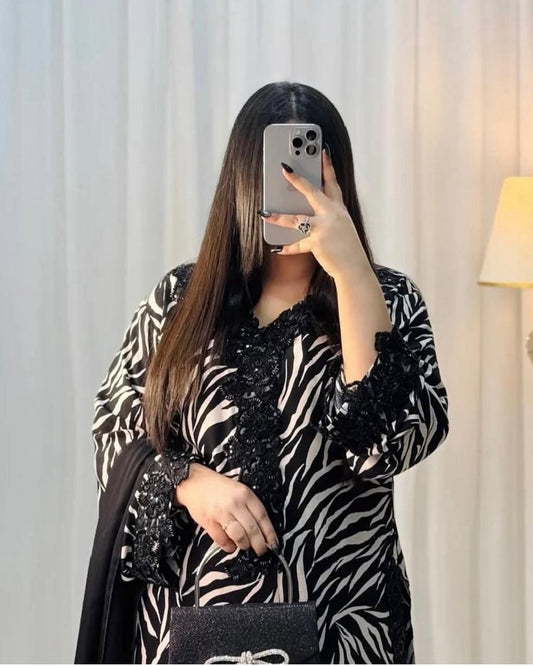 SAPPHIRE -3PC KARANDI  Bana Dori Printed  Shirt With Printed Duppta -SAF 5050