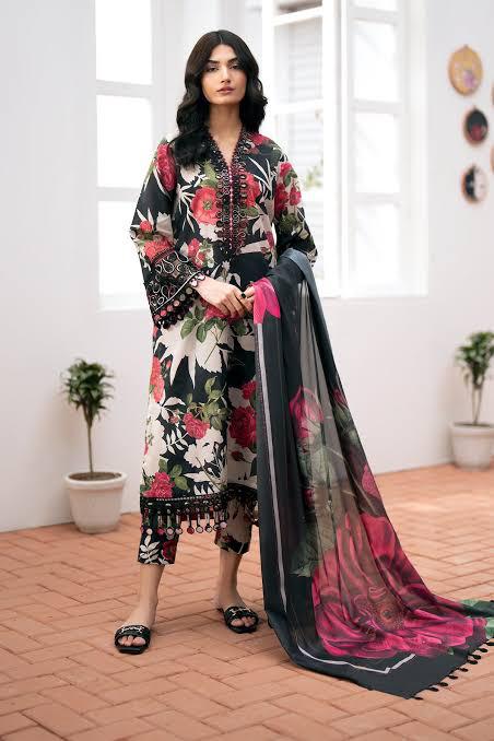 SAPPHIRE -3PC KARANDI  Bana Dori Printed  Shirt With Printed Duppta -SAF 5063