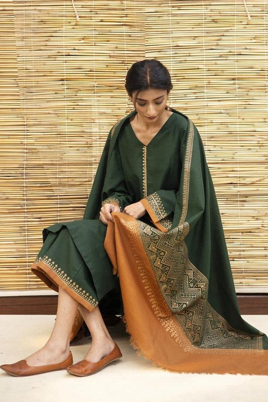 DYOT-3PC DHANAK – Elegant Embroidered Suit – 6001