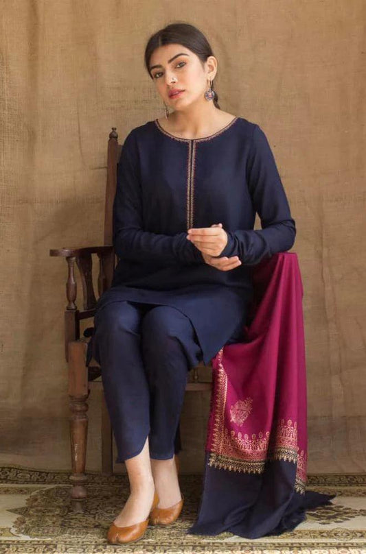 DYOT-3PC DHANAK – Elegant Embroidered Suit – 6002