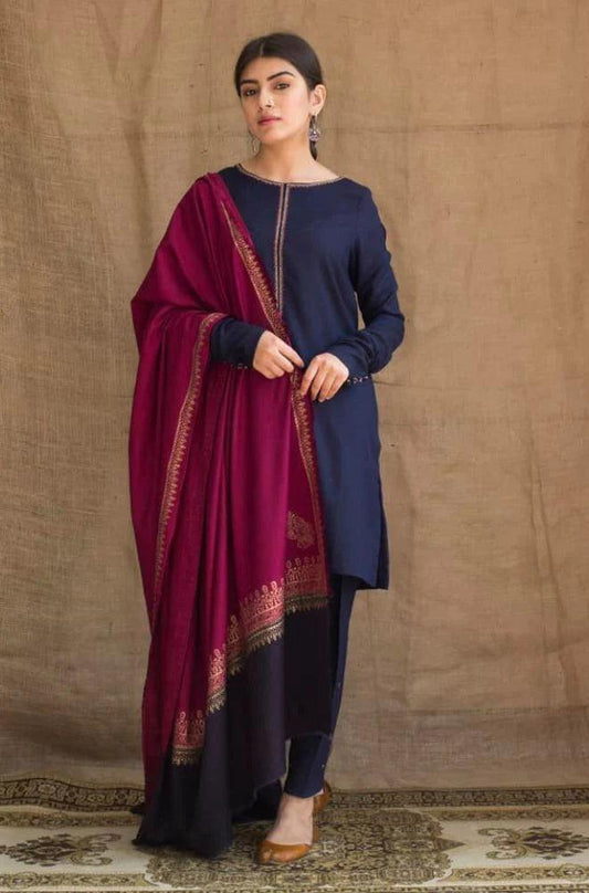 DYOT-3PC DHANAK – Elegant Embroidered Suit – 6002