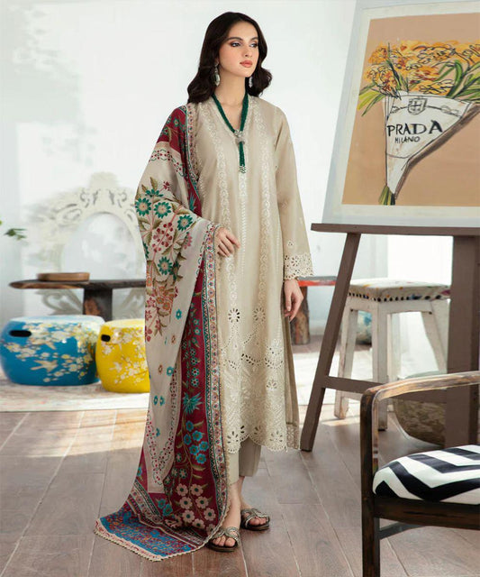 DYOT-3PC DHANAK – Elegant Embroidered Suit – 6004
