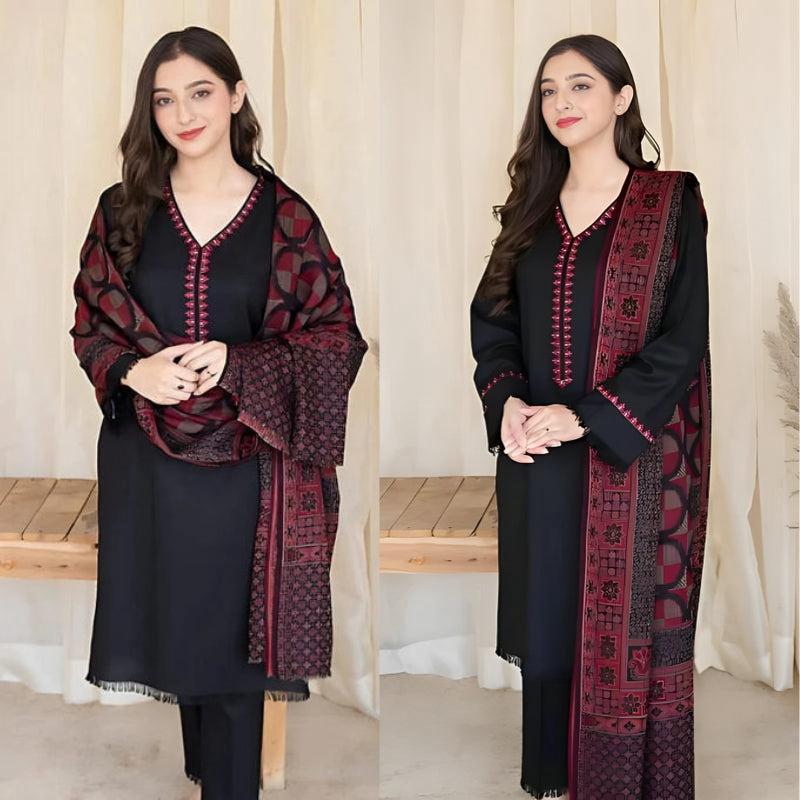 DYOT-3PC DHANAK – Elegant Embroidered Suit – 6005