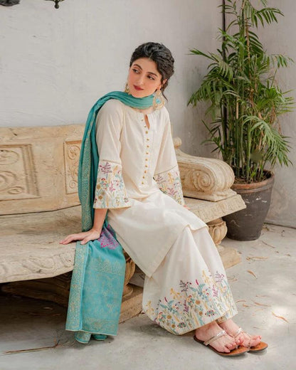 DYOT-3PC DHANAK – Elegant Embroidered Suit – 6007