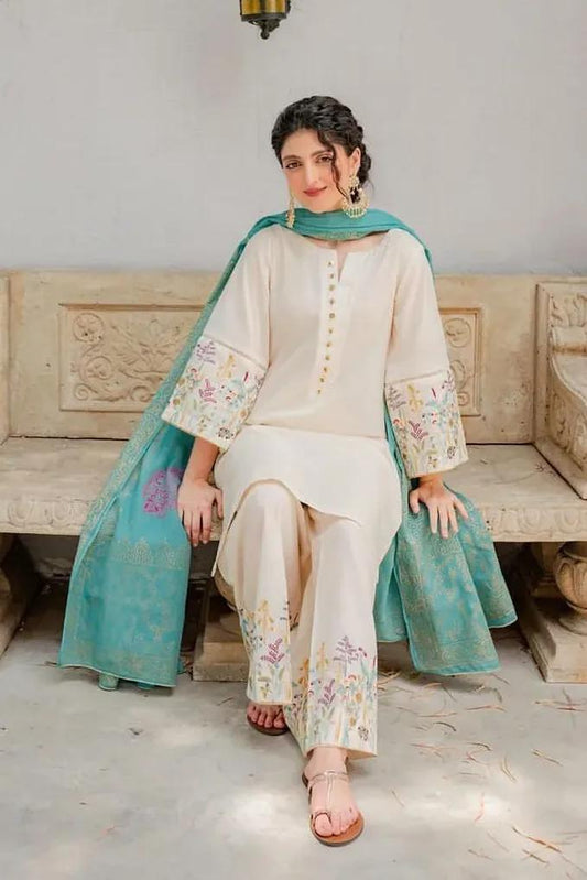 DYOT-3PC DHANAK – Elegant Embroidered Suit – 6007