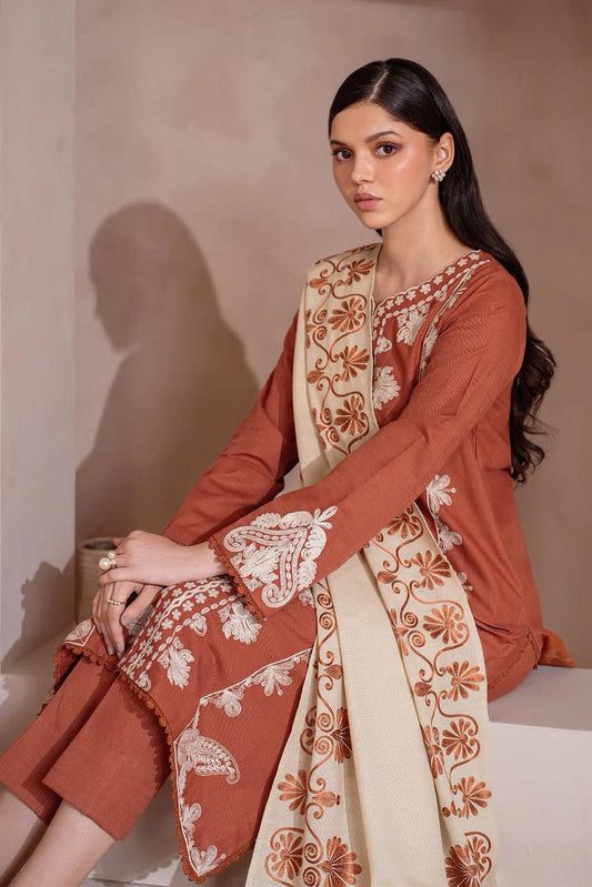 DYOT-3PC DHANAK – Elegant Embroidered Suit – 6010