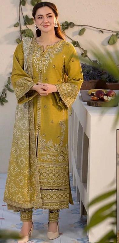 Zara Shahjhan-3PC DHANAK – Elegant Embroidered Suit – 6011