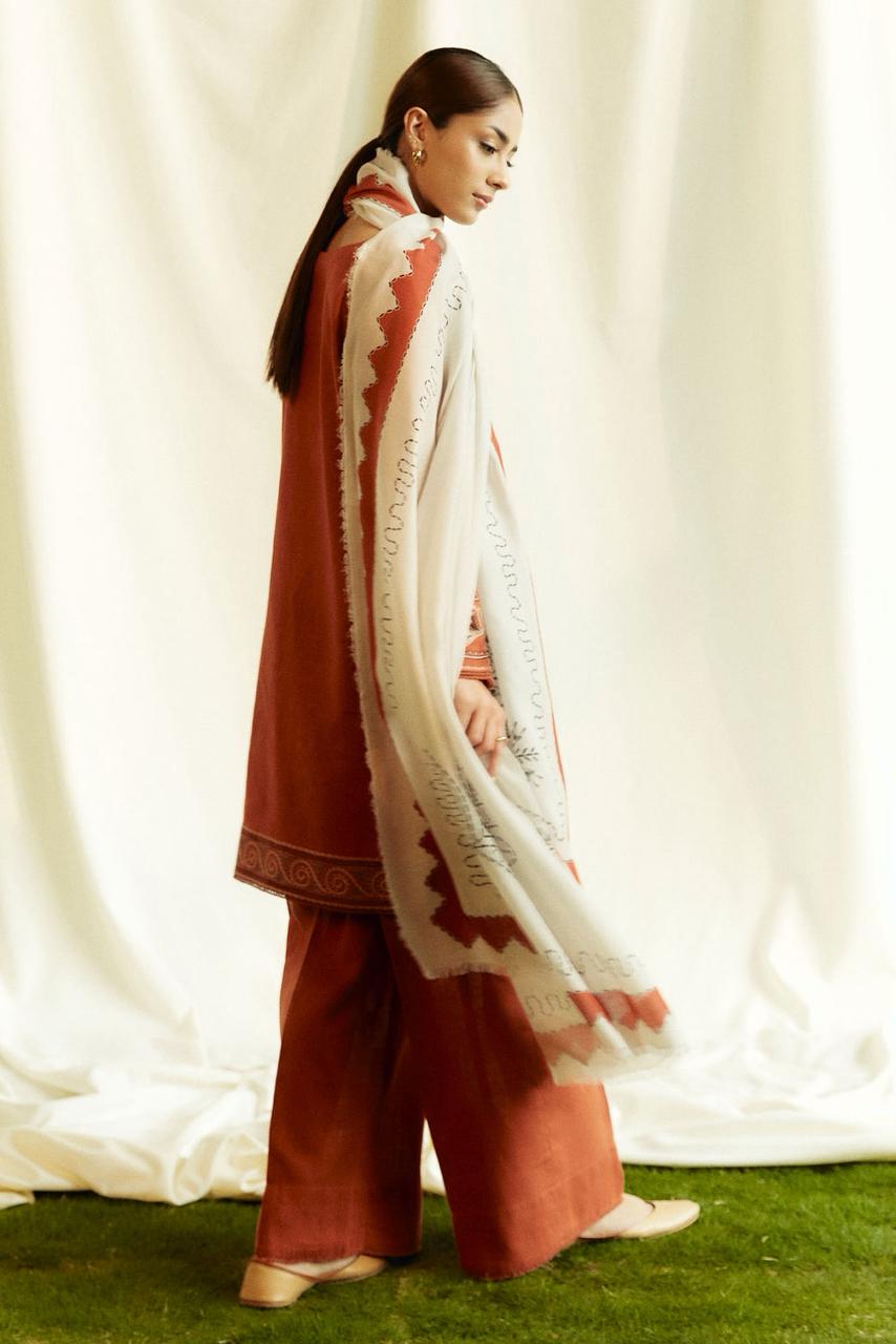 Zara Shahjhan-3PC DHANAK – Elegant Embroidered Suit – 6012
