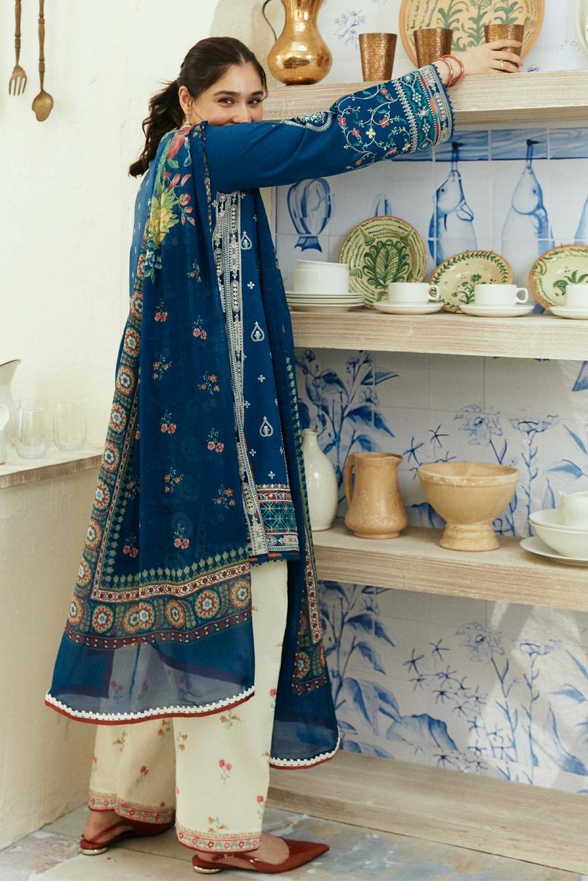 Zara Shahjhan-3PC DHANAK – Elegant Embroidered Suit – 6013