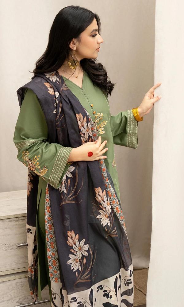 Zara Shahjhan-3PC DHANAK – Elegant Embroidered Suit – 6014